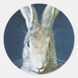 Oude paashaas, Knuffige wollige witte konijn Ronde Sticker