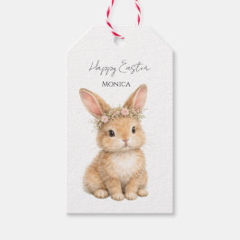 Oude Paashaas Konijn Baby Waterverf Cadeaulabel