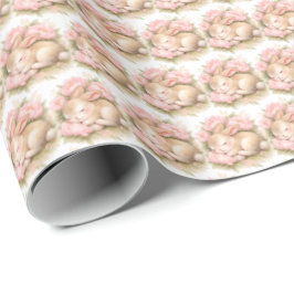 Oude Paashaas Konijn Roze Waterverf Cadeaupapier