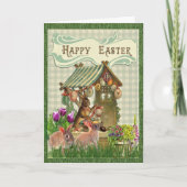 Oude Paashaas Konijn Vakantiewenskaart Kaart (Voorkant)