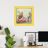 Oude Paashaas & Kuiken in Buffalo Geruit Poster (Thuiskantoor)