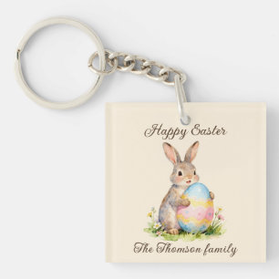 Oude Paashaas met Ei Familie  Sleutelhanger