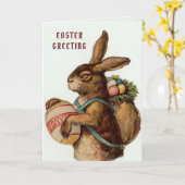 Oude Paashaas met eieren Kaart (Gele Bloem)