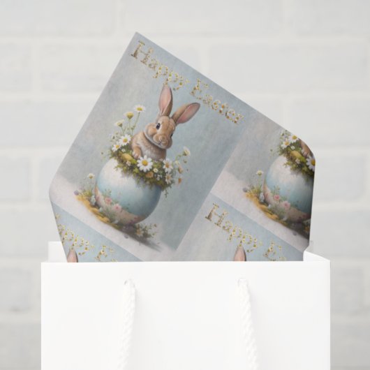 Oude Paashaas met madeliefjes Tissuepapier (Cadeauzakje)