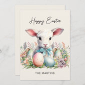 Oude paashaas met pastel eieren feestdagenkaart (Voorkant / Achterkant)