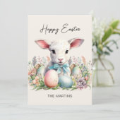 Oude paashaas met pastel eieren feestdagenkaart (Staand voorkant)