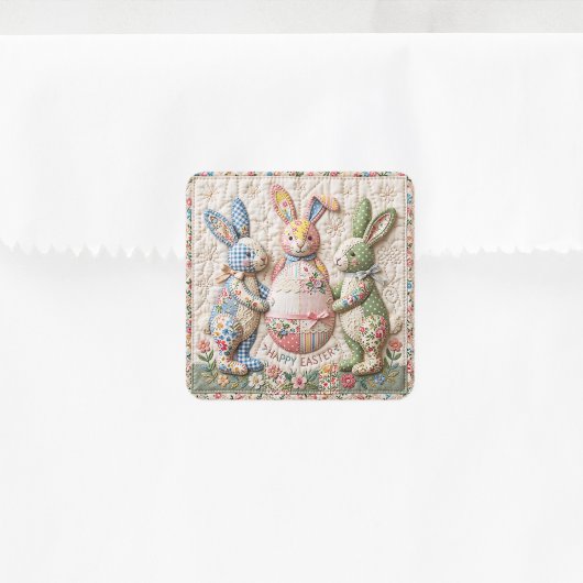 Oude Paashaas Nep Patchwork Dekbed Print Vierkante Sticker