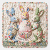Oude Paashaas Nep Patchwork Dekbed Print Vierkante Sticker (Voorkant)