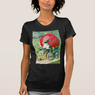 Oude Paashaas rijdt in auto Pasen eierkaart T-shirt