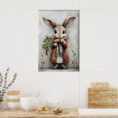 Oude Paashaas Wortel Print, Konijn Poster (Keuken)