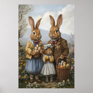 Oude Paashaasfamiliekunst, lente-kinderkamer Poster