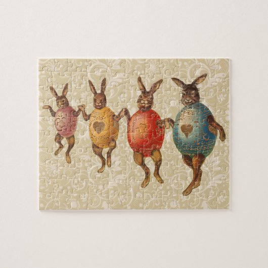 Oude Paashaasjes dansen in eierkostuums Legpuzzel (Horizontaal)