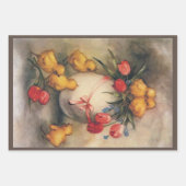 Oude Paaskuikens, Ei met Rode Tulp Bloemen Inpakpapier Vel (Voorkant 3)
