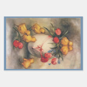 Oude Paaskuikens, Ei met Rode Tulp Bloemen Inpakpapier Vel (Voorkant 2)