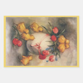 Oude Paaskuikens, Ei met Rode Tulp Bloemen Inpakpapier Vel (Voorkant)