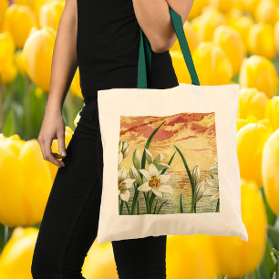 Oude Paaslelies en victoriaanse engelen bij zonsop Tote Bag