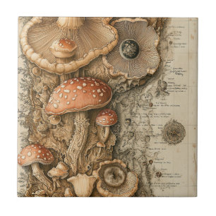 Oude Paddenstoel Botanische Grafiek (1) Tegeltje