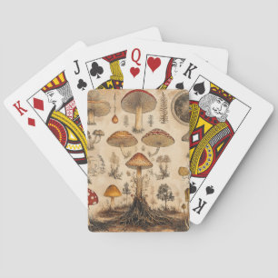 Oude Paddenstoel Botanische Grafiek (6) Pokerkaarten
