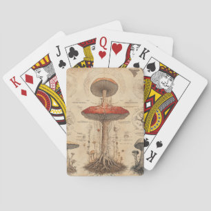 Oude Paddenstoel Botanische Grafiek (8) Pokerkaarten