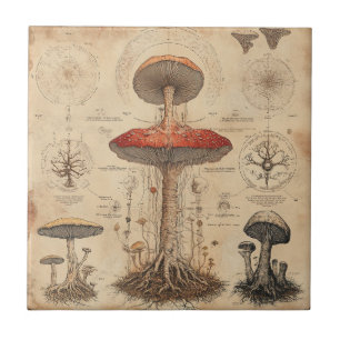 Oude Paddenstoel Botanische Grafiek (8) Tegeltje