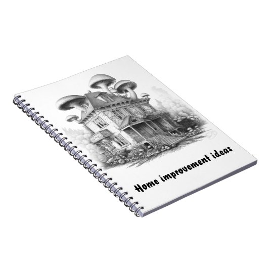 Oude paddenstoel overdekt huis notitieboek (Rechterzijde)