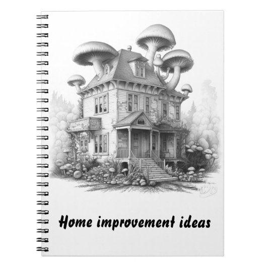 Oude paddenstoel overdekt huis notitieboek (Voorkant)