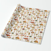 Oude Paddenstoelenpatroon Cadeaupapier (Uitgerold)