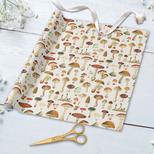 Oude Paddenstoelenpatroon Cadeaupapier