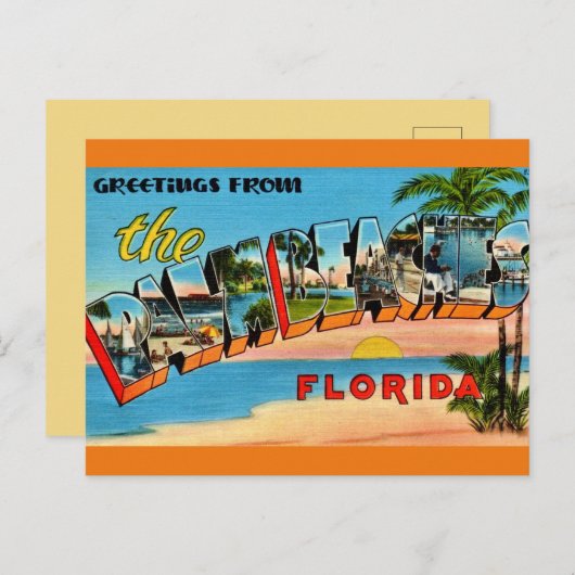 Oude Palm Beaches Florida Briefkaart (Voorkant / Achterkant)