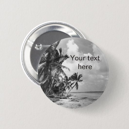 Oude palmbomen aangepaste tekst ronde button 5,7 cm (Voorkant /achterkant)