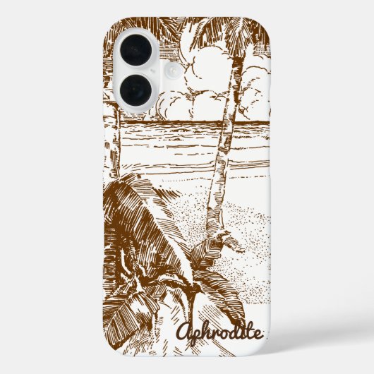Oude Palmbomen Tropisch Strand Etsing Bewerkbaar Case-Mate iPhone Case (Achterkant)