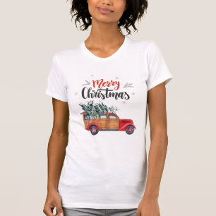 Oude paneelwagen Kerstmis T-shirt