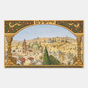 Oude panorama van Jeruzalem Rechthoekige Sticker