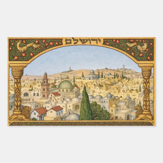 Oude panorama van Jeruzalem Rechthoekige Sticker (Voorkant)