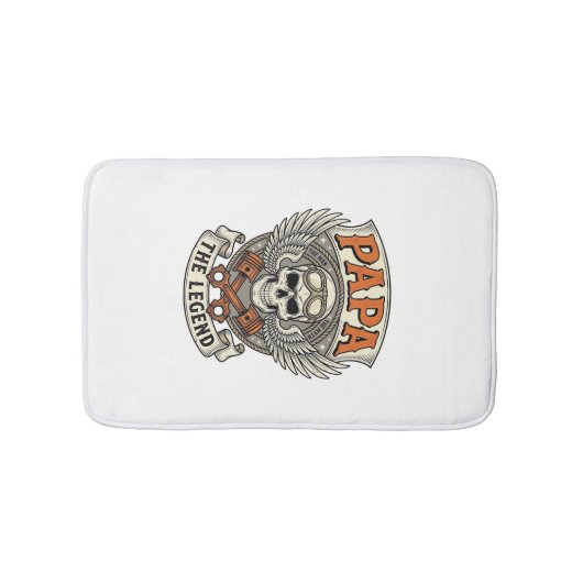 Oude Papa Biker Schedel Legende Badmat (Voorkant)