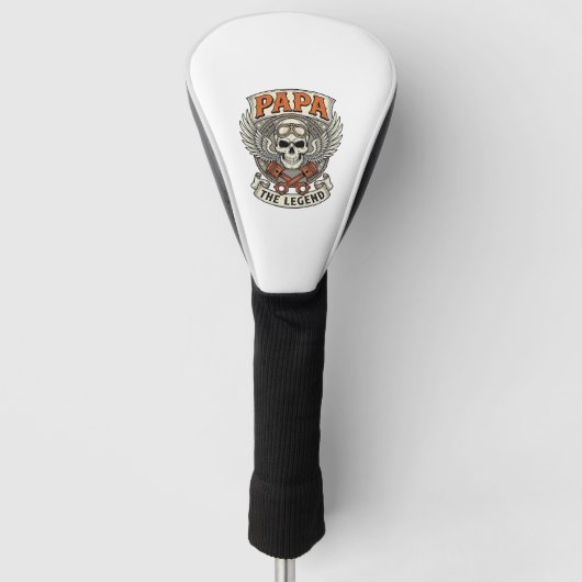 Oude Papa Biker Schedel Legende Golfheadcover (Voorkant)