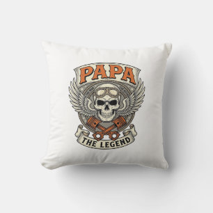 Oude Papa Biker Schedel Legende Kussen