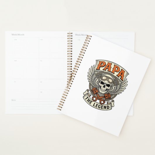 Oude Papa Biker Schedel Legende Planner (Display)