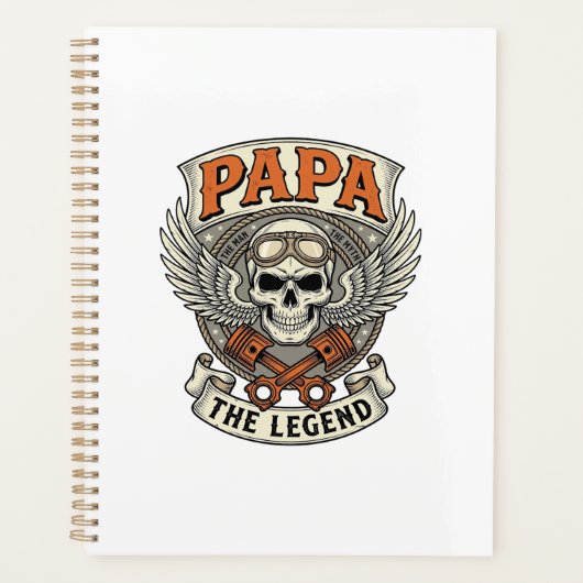 Oude Papa Biker Schedel Legende Planner (Voorkant)