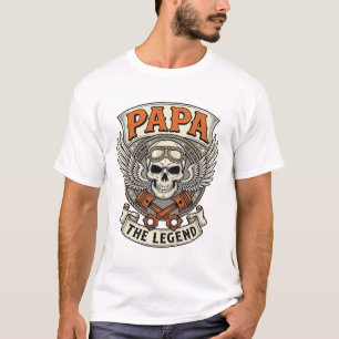 Oude Papa Biker Schedel Legende T-shirt