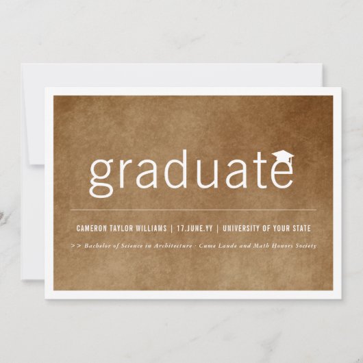 Oude  papier Afstuderen fotograaf Kaart (Voorkant)