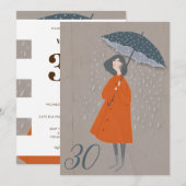 Oude Papier Trotse Dame In De Regen 30ste Verjaard Kaart (Voorkant / Achterkant)