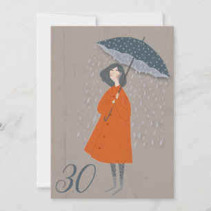 Oude Papier Trotse Dame In De Regen 30ste Verjaard Kaart