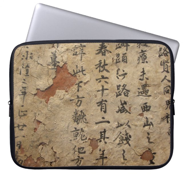 Oude papieren Chinese symbolen Laptop Sleeve (Voorkant)