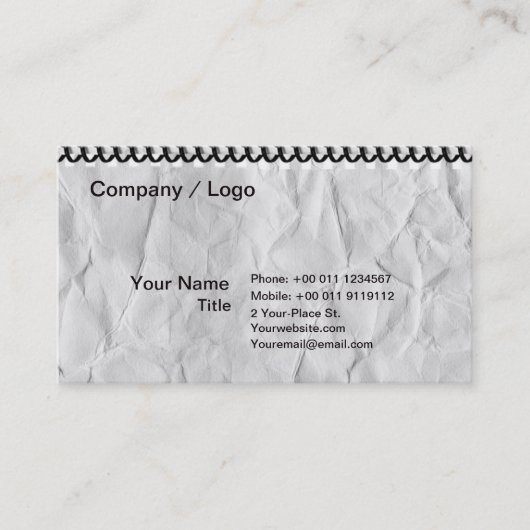 oude papieren laptop met spiral visitekaartje (Voorkant)