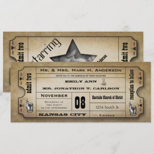 Oude papieren moderne typografie Ticket Wedding Kaart