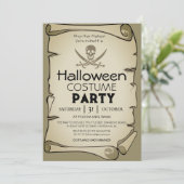  oude papieren piraten Halloween kostuumfeest Kaart (Staand voorkant)