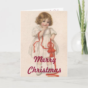 Oude papieren poppen Kerstkaart Feestdagen Kaart