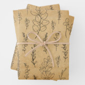 Oude papiertextuur en -lijnkunst Eucalyptus Inpakpapier Vel (In situ)