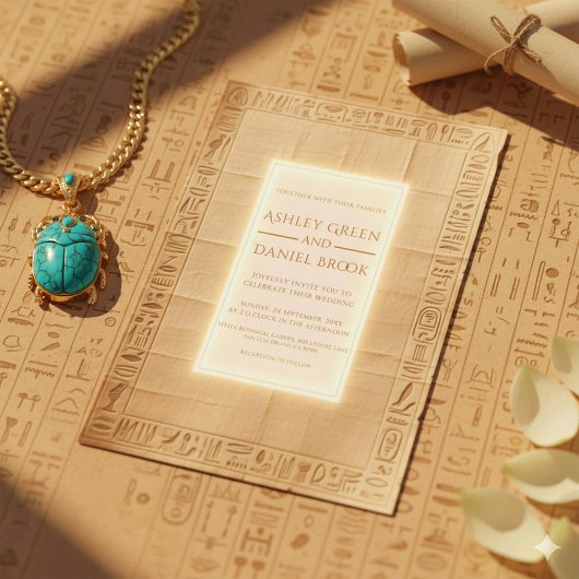 Oude Papyrus Gouden Hiërogliefen Egyptische Huweli Kaart